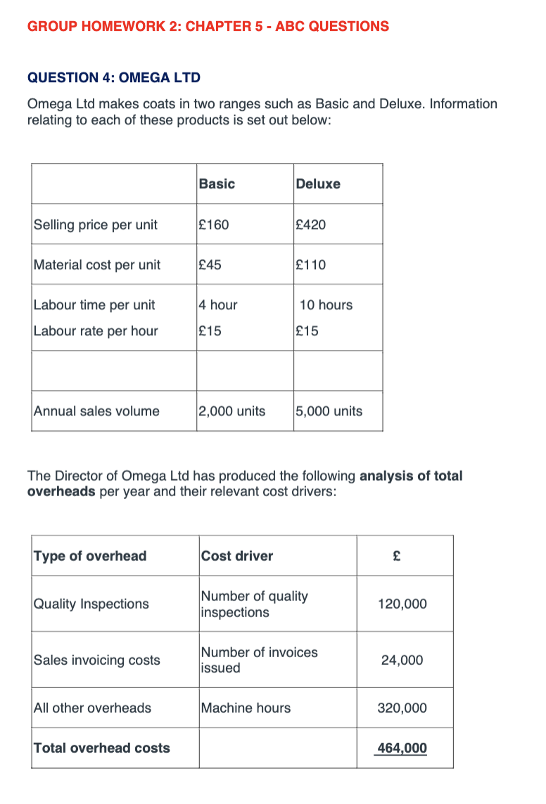  GROUP HOMEWORK 2: CHAPTER 5 - ABC QUESTIONS QUESTION 4: OMEGA