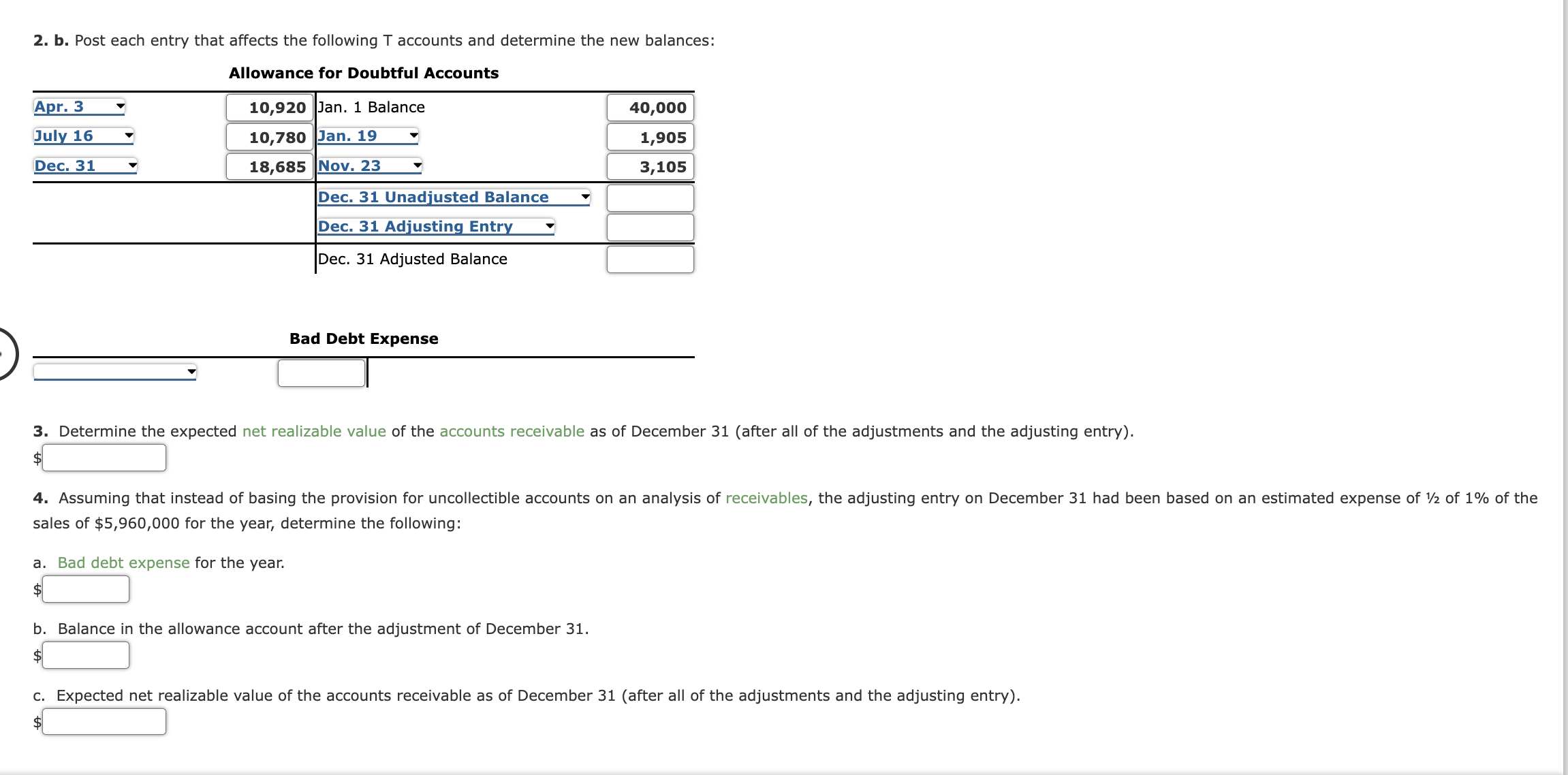 2. b. Post each entry that affects the following T accounts