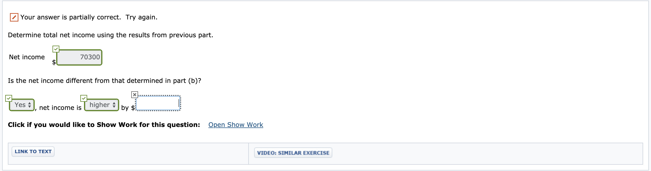 further. (Enter negative amounts using either a negative sign preceding the number