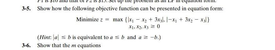  Show how the following objective function can be presented in equation