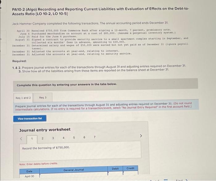How do you solve this? correct answers please! PA10-2 (Algo) Recording and