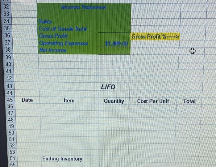 Beginning Inventory 8-May Purchase 15-May Purchase 22-May Purchase 29-May Purchase Quantity 30