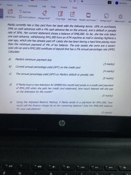  + atuled Home Insert Comment Edit Page Proted Tools Alt Add