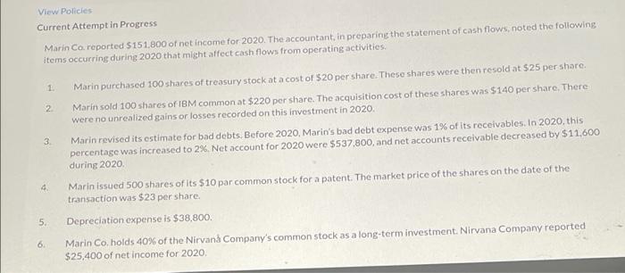  View Policies Current Attempt in Progress Marin Co. reported $151.800 of