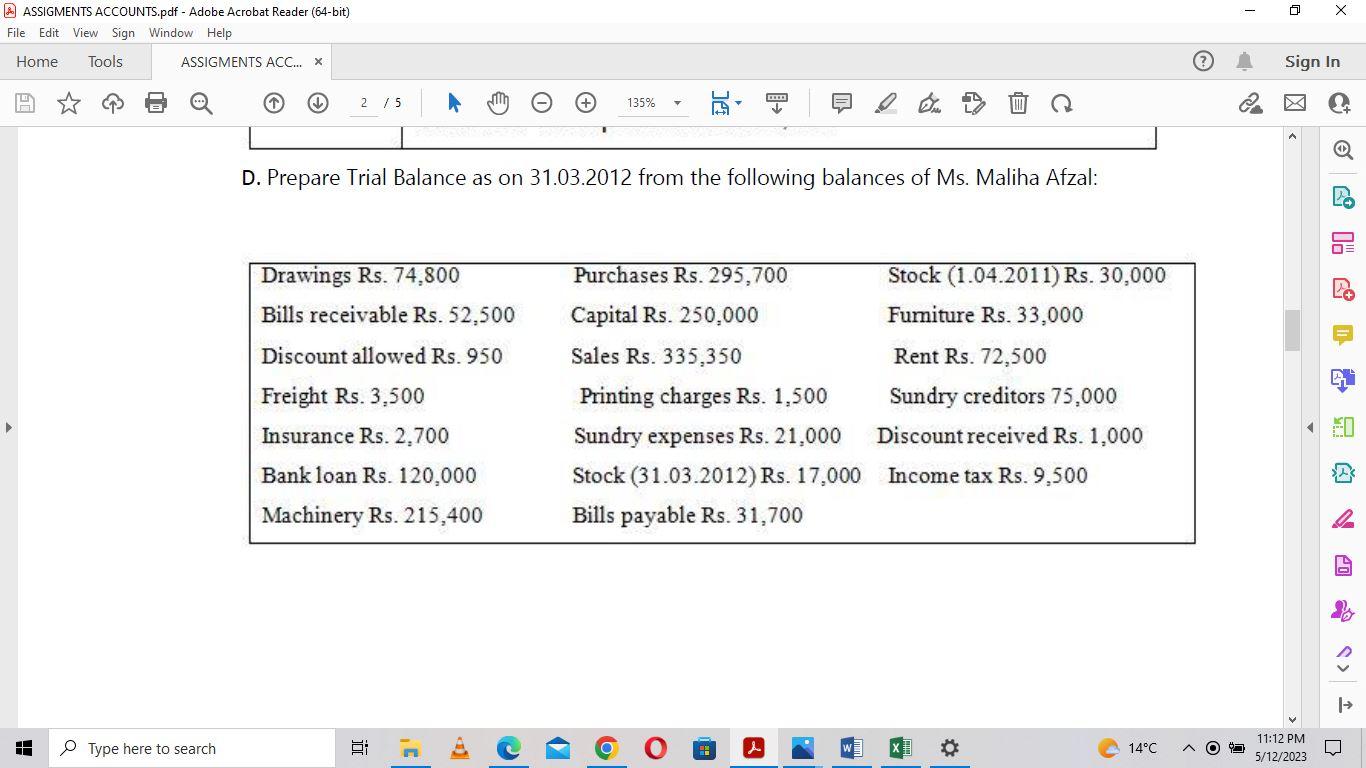  Do ASSIGMENTS ACCOUNTS.pdf - Adobe Acrobat Reader (64-bit) File Edit View