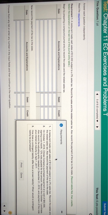  Test:Chapter 11 EC Exercises and Problems T plus interest at maturity