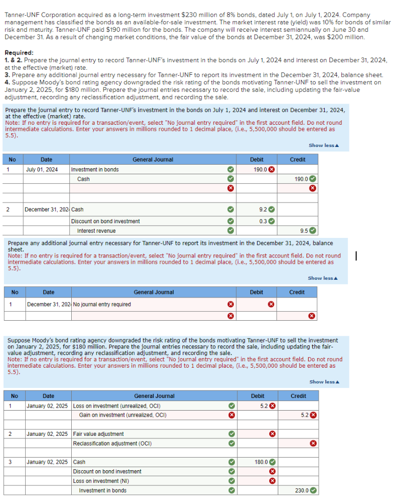 Tanner-UNF Corporation acquired os e long-term investment $230 million of bonds. dated