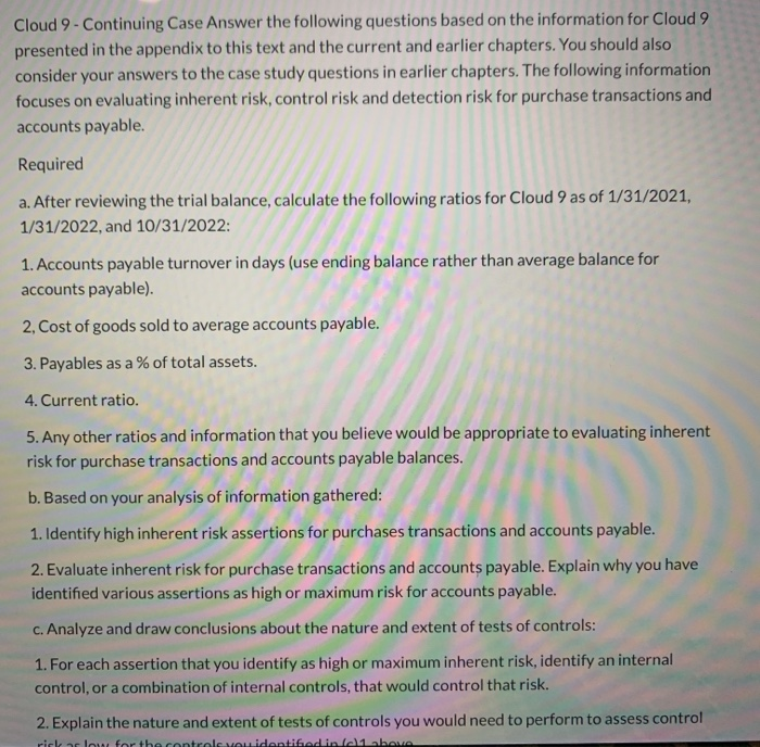  please help on all of the problem Cloud 9 - Continuing
