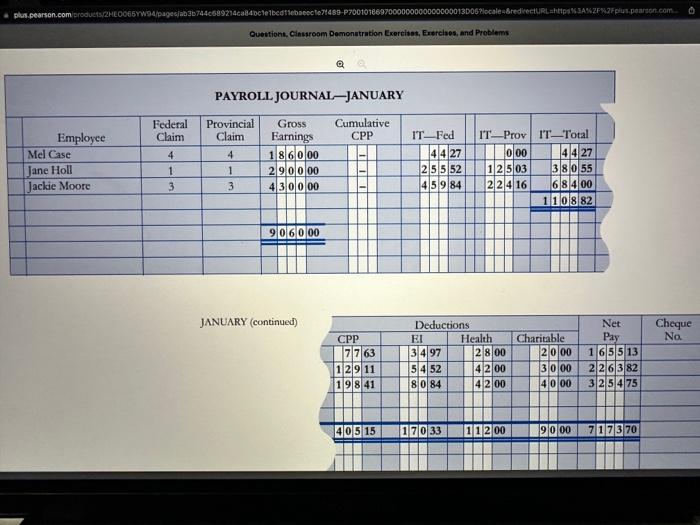 claim codes are unchanged. The payroll register for January and February is