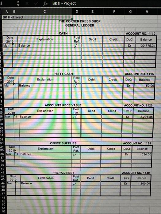 on a worksheet and complete the worksheet as of March 31, 2022.