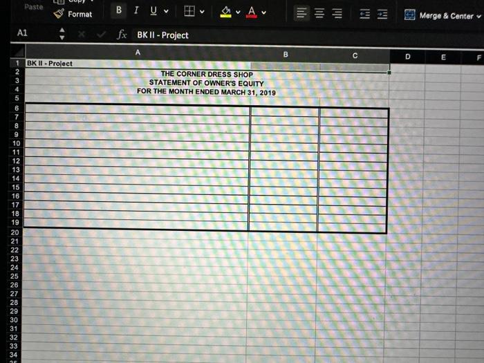 The chart of accounts for The Corner Dress Shop is provided on