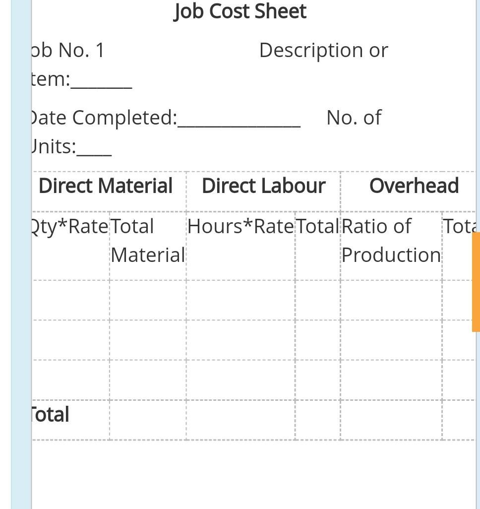 hour For Job No. 1 we used 5000 units of material For