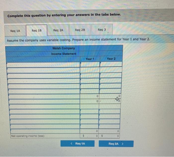 Income Statements (LO6-1, L06-2, LO6-3) Walsh Company manufactures and sells one product.