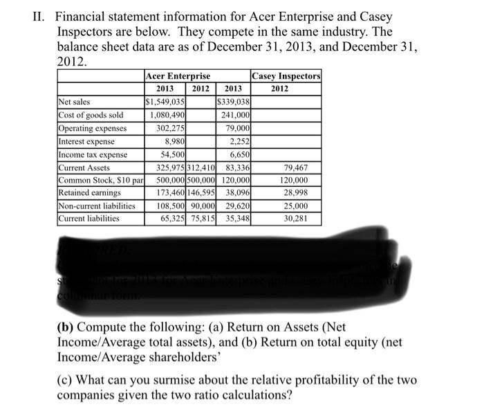Please answer question (c).... What can you surmise about the relative profitability