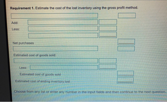 this product through gross profit. Show the detailed computations of cost of