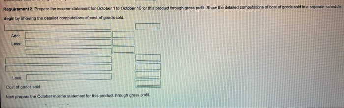 goods sold in a separate schedule. Print Done i Data Table Inventory,