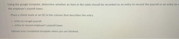  Using the google template, determine whether an item in the table