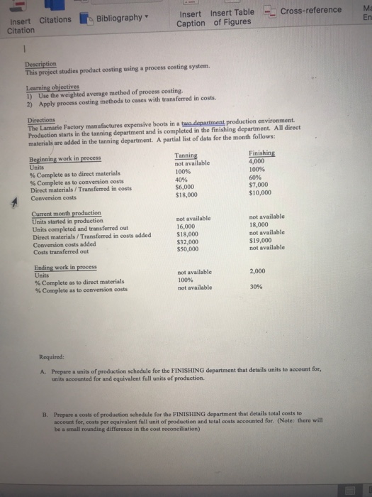 Insert Citations Citation , Bibliography" Insert Insert Table Cross-reference Ma Caption