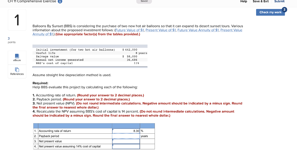  CH 11 Comprehensive Exercise i Saved Help Save & Exit Submit