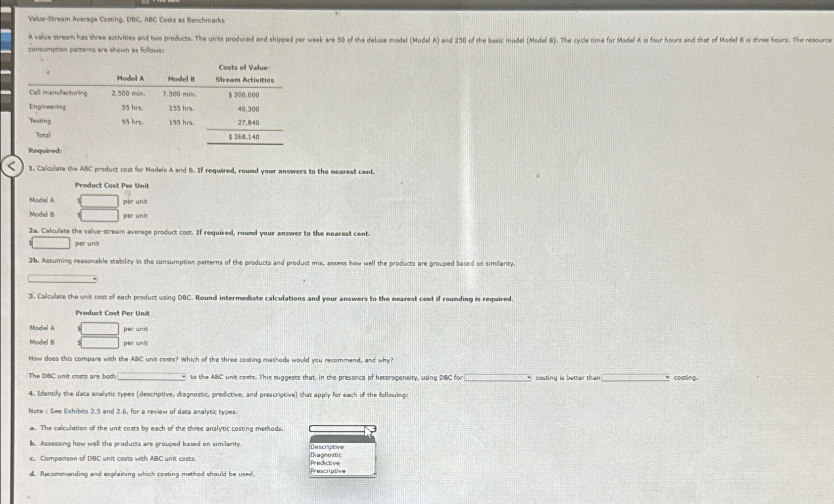  Value-Stream Average Costing, DBC, ABC Costs as Benchmarks consumption pattems are