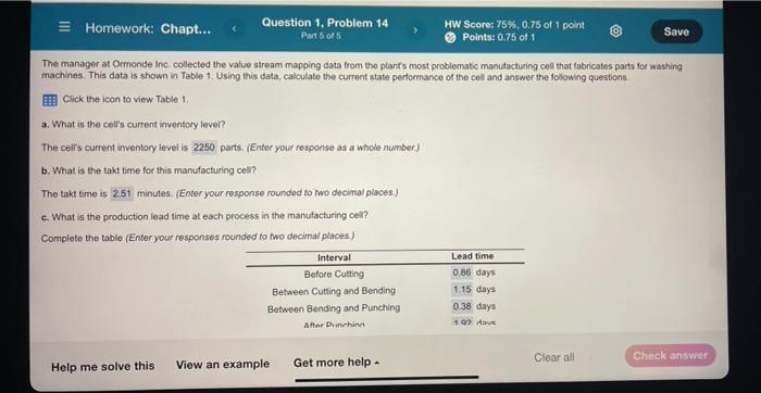  Homework: Chapt... Question 1, Problem 14 HW Score: 75%, 0.76 of