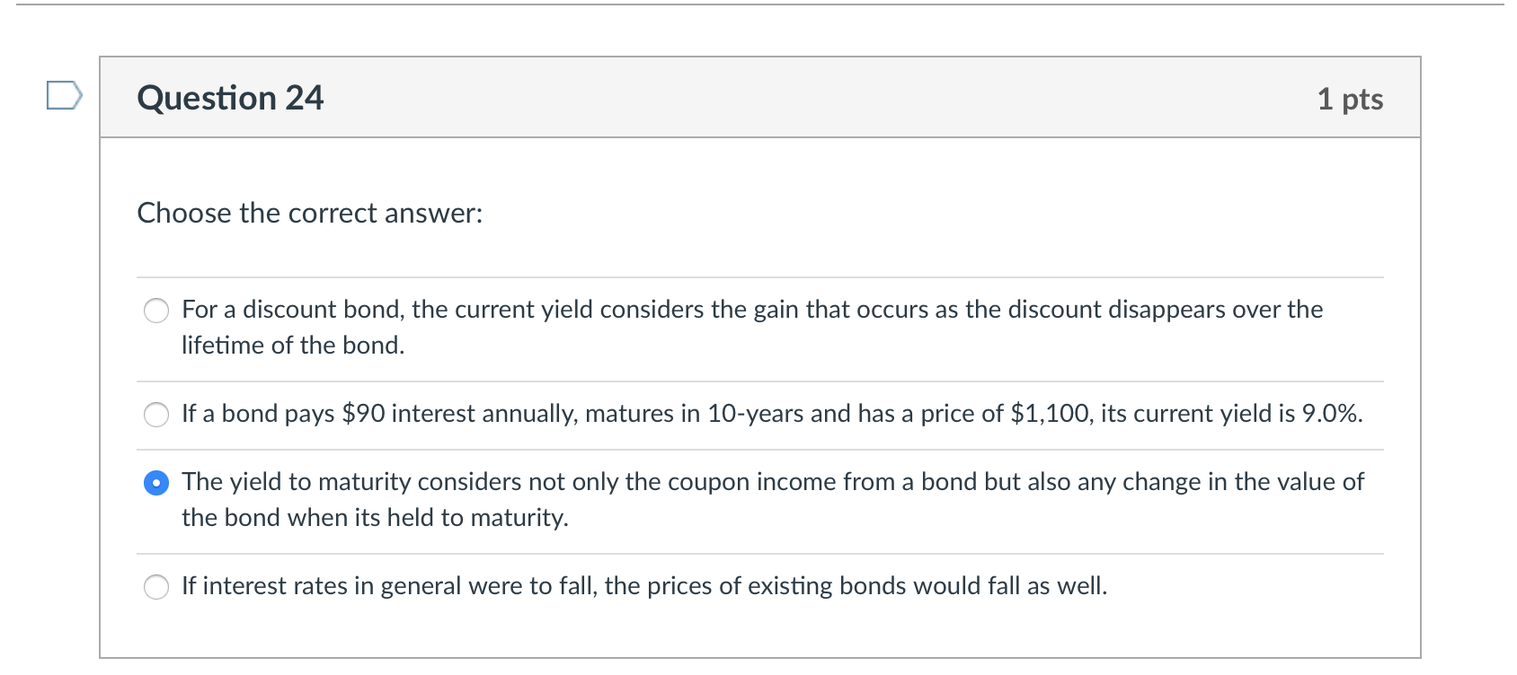 Question 24 1 pts Choose the correct answer: For a discount