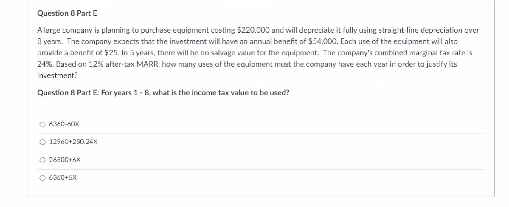 Question 8 Part E A large company is planning to purchase