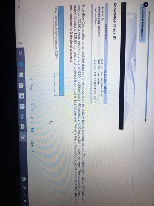  Required information Knowledge Check O1 Activitie Processing Orders inspection $14.35 per