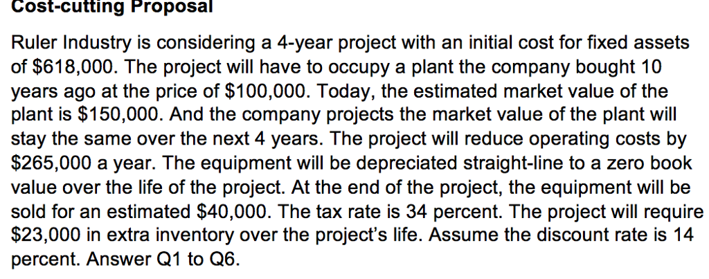 What is the initial cash flow for this project? (Include capital expenditure,