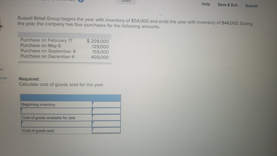 Saved Help Save & Exit Submit Russell Retail Group begins the