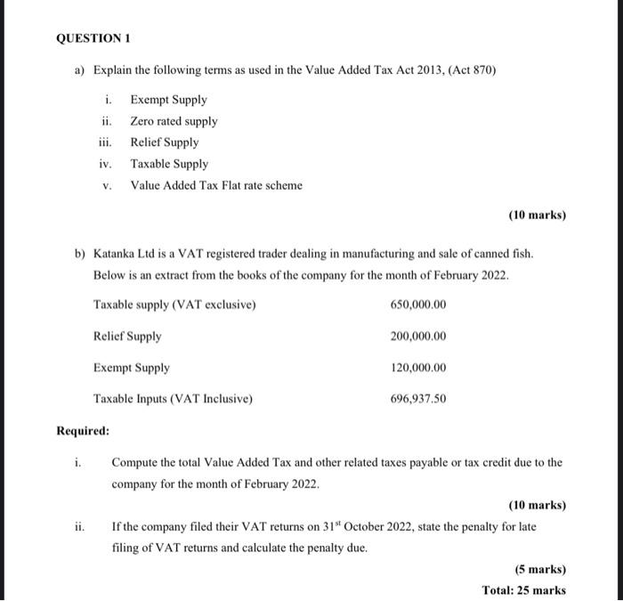  a) Explain the following terms as used in the Value Added