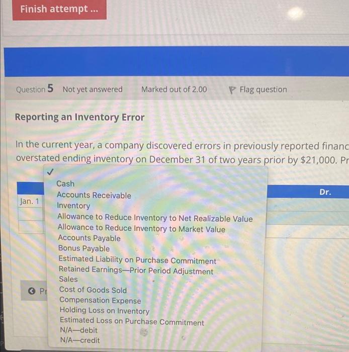 nancial statements that overstated ending inventory on December 31 of the prior