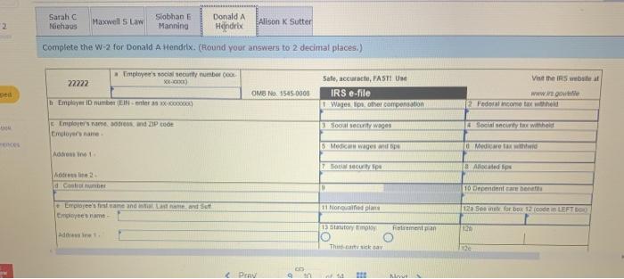 C Niehaus 122 Main Street, Caribou, ME 84736 SSN: 472-30-2234 Dependent Care