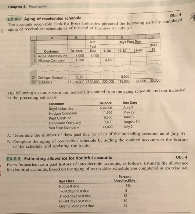  just answer me 8-9 Chapter 8 Receivables Obj. 4 EX 8-8