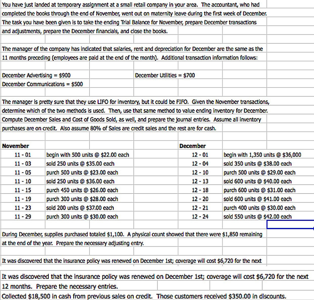 Instructions- Instructions continued- You have just landed at temporary assignment at a