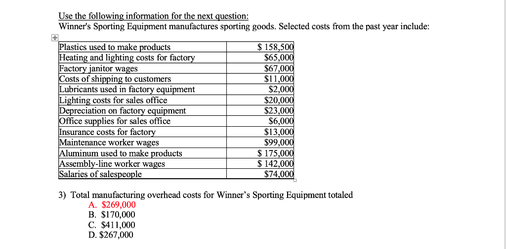 Please show your work the answer is A thx Use the following