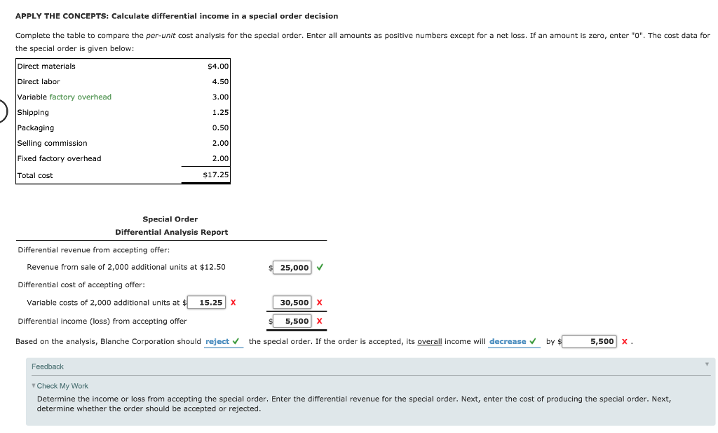 Special Order Pricing Managers must often decide between two or more alternatives.