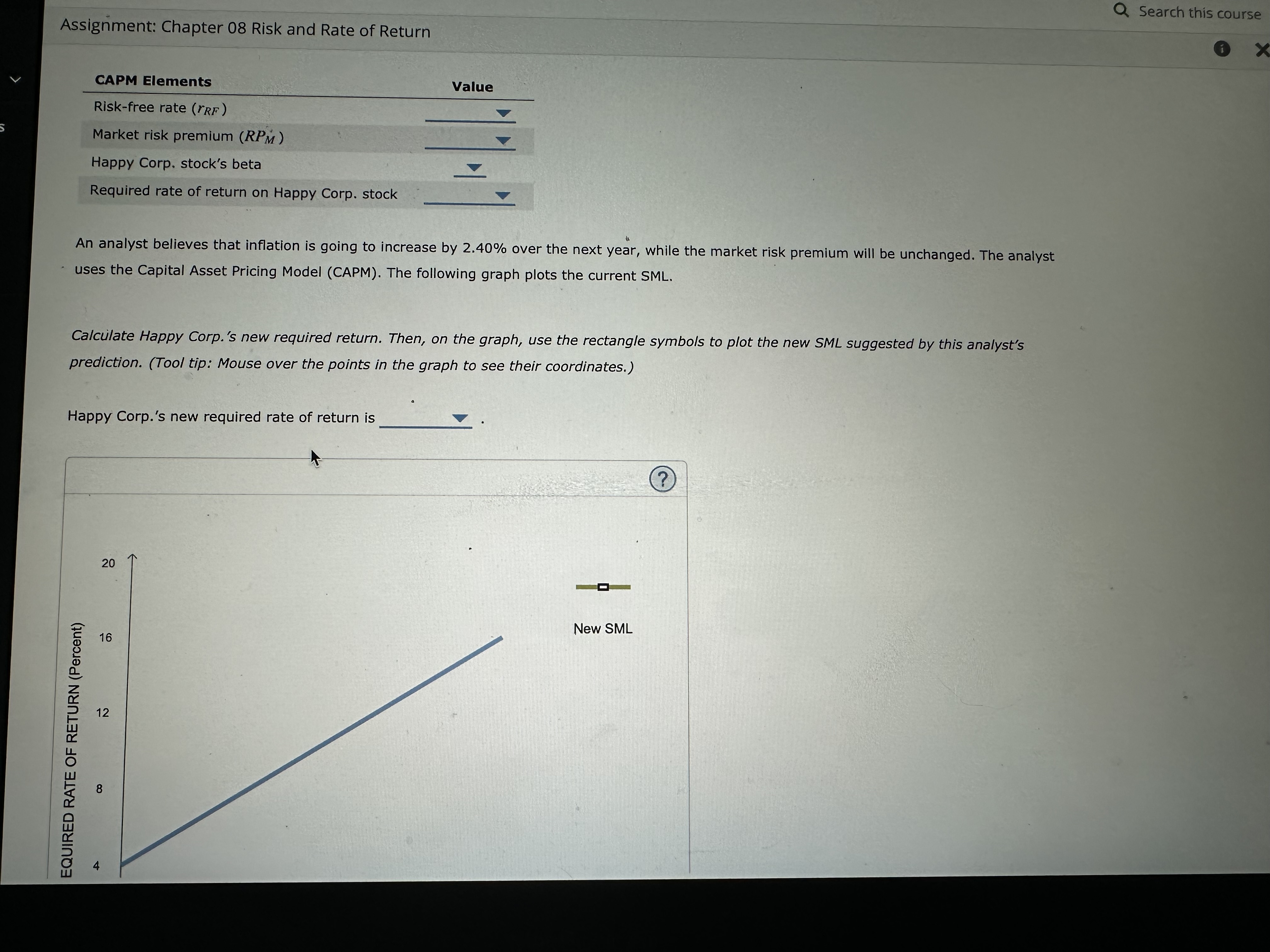  Assignment: Chapter 08 Risk and Rate of Return CAPM Elements Risk-free