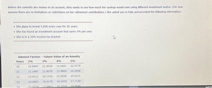 please help fill in the chart with the inforamtion below Before she