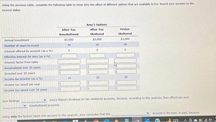 her savings would earn using different investment tactics. (For now assume there