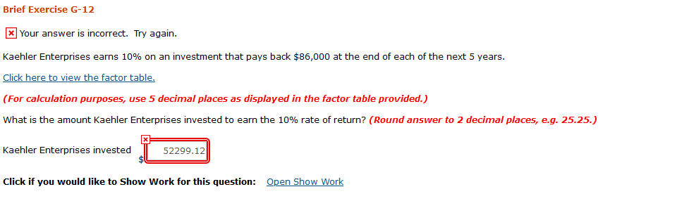  Brief Exercise G-12 x Your answer is incorrect. Try again. Kaehler
