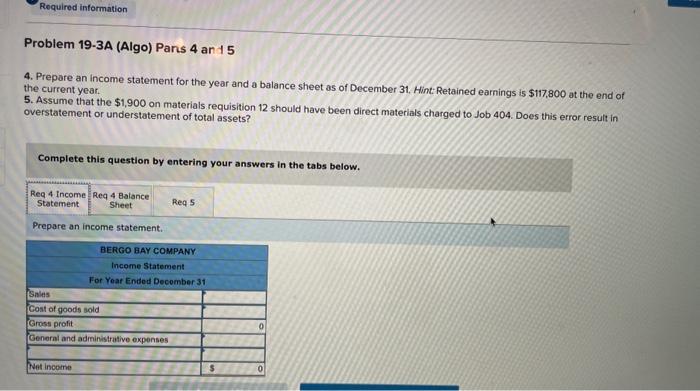 income statement and balance sheet LO P1, P2, P3, P4 [The following