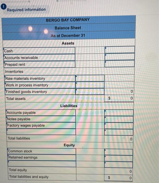 information applies to the questions displayed below.] Bergo Bay's accounting system generated
