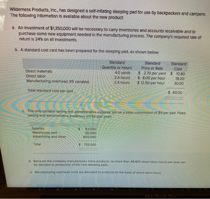  Wilderness Products, Inc., has designed a self-inflating sleeping pad for use