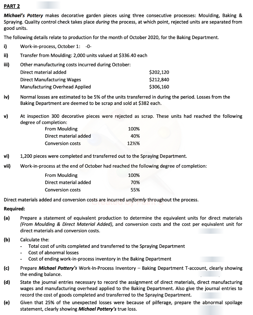 PART 2 Michael's Pottery makes decorative garden pieces using three consecutive