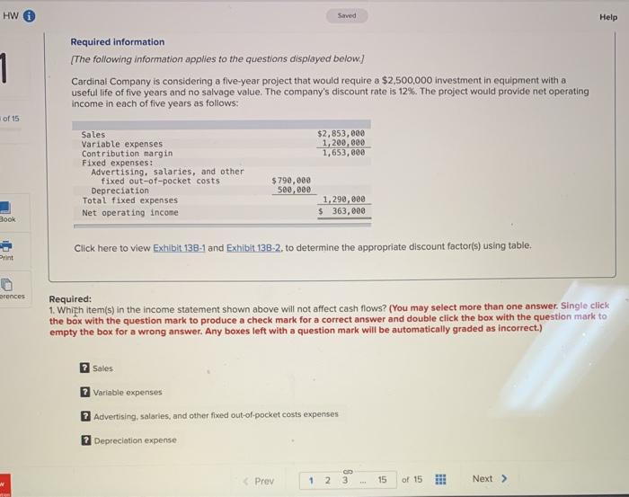  all 5 please HW Saved Help 1 Required information (The following