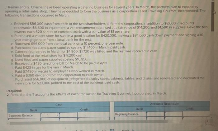 please format the solution into T-account tables. J. Kamas and G Charrier