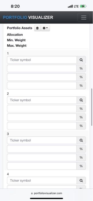 This is a screenshot from portfolio visualiser, what does min and max