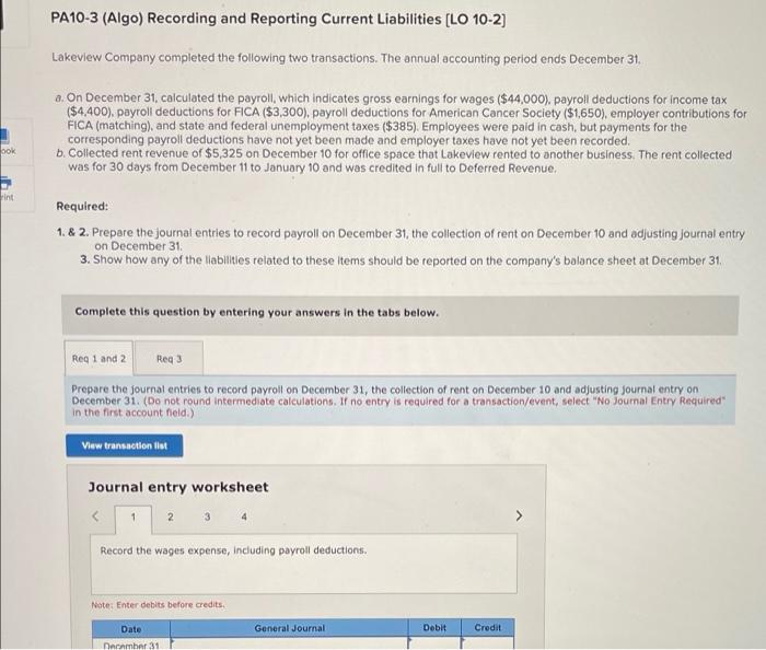 How do you solve this? correct answers only please! PA10-3 (Algo) Recording