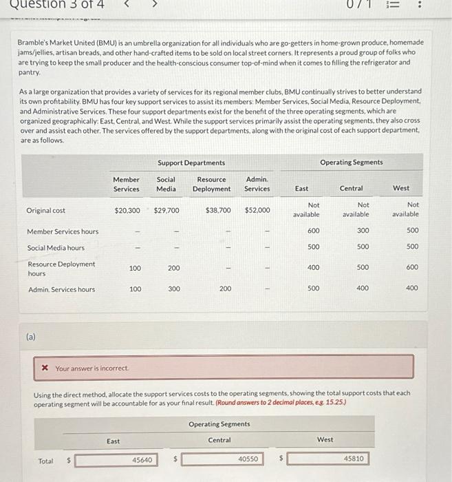 i got this wrong? need explanation for correct answer Bramble's Market United